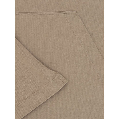 Close-up of Dsquared² Beige Cotton T-Shirt fabric and pocket, highlighting texture and details.
