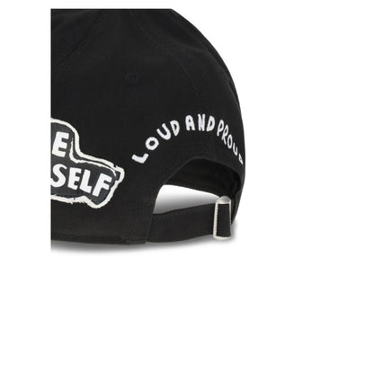 Back view of the Dsquared² Black Cotton Cap (Baseball Hat) featuring side lettering and adjustable strap for a customized fit.