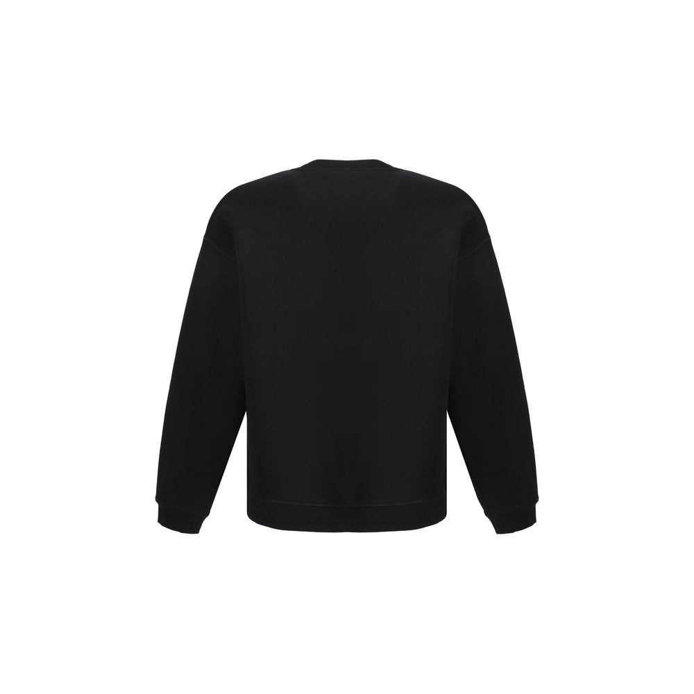 Back view of Dsquared² Black Cotton Sweatshirt with ribbed crew neck, cuffs, and hem, offering warm and stylish comfort.