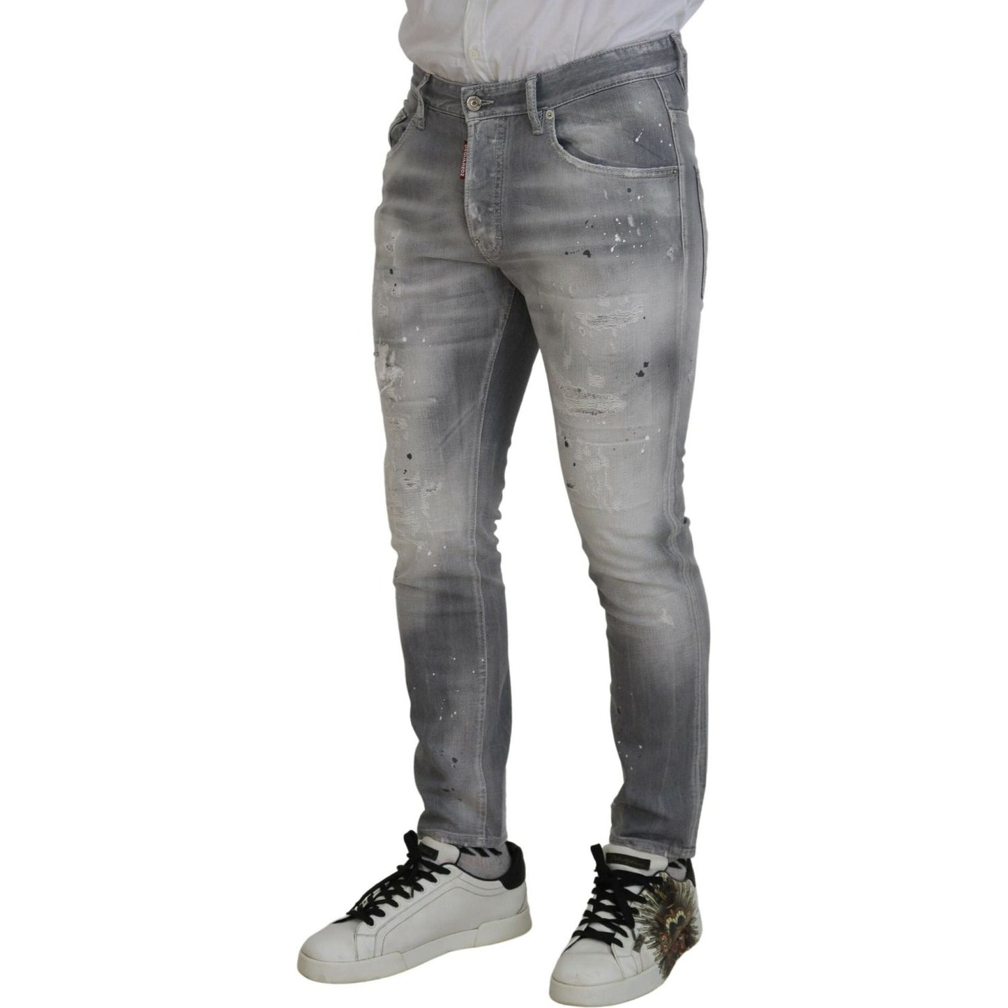 Dsquared² Gray Washed Cotton Slim Fit Casual Men Denim Jeans PAN74444-48