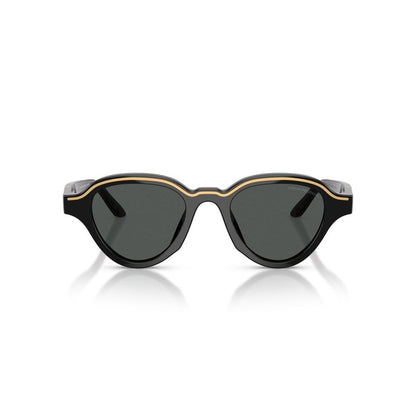EMPORIO ARMANI MOD. EA 4264U acetate sunglasses for men with stylish design, front view showing black frame and green lenses.