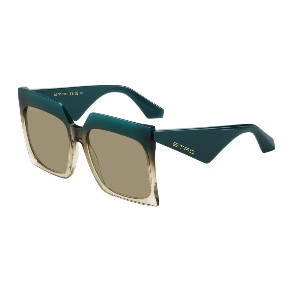 ETRO MOD. ETRO 0002_S ladies acetate sunglasses in teal and beige with square frames.