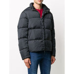 Emporio Armani Coats Blue - Dark blue padded nylon jacket with front zip and press-stud fastening, long sleeves, and side slit pockets.