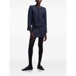 Emporio Armani Jackets Blue - Navy blue blazer with sequin embellishments, tweed texture, and zip fastening.