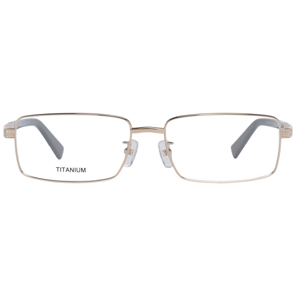 Ermenegildo Zegna Gold Men Glasses Frame in titanium, size 57-16-140, with full-rim design and no spring hinge, includes branded case.