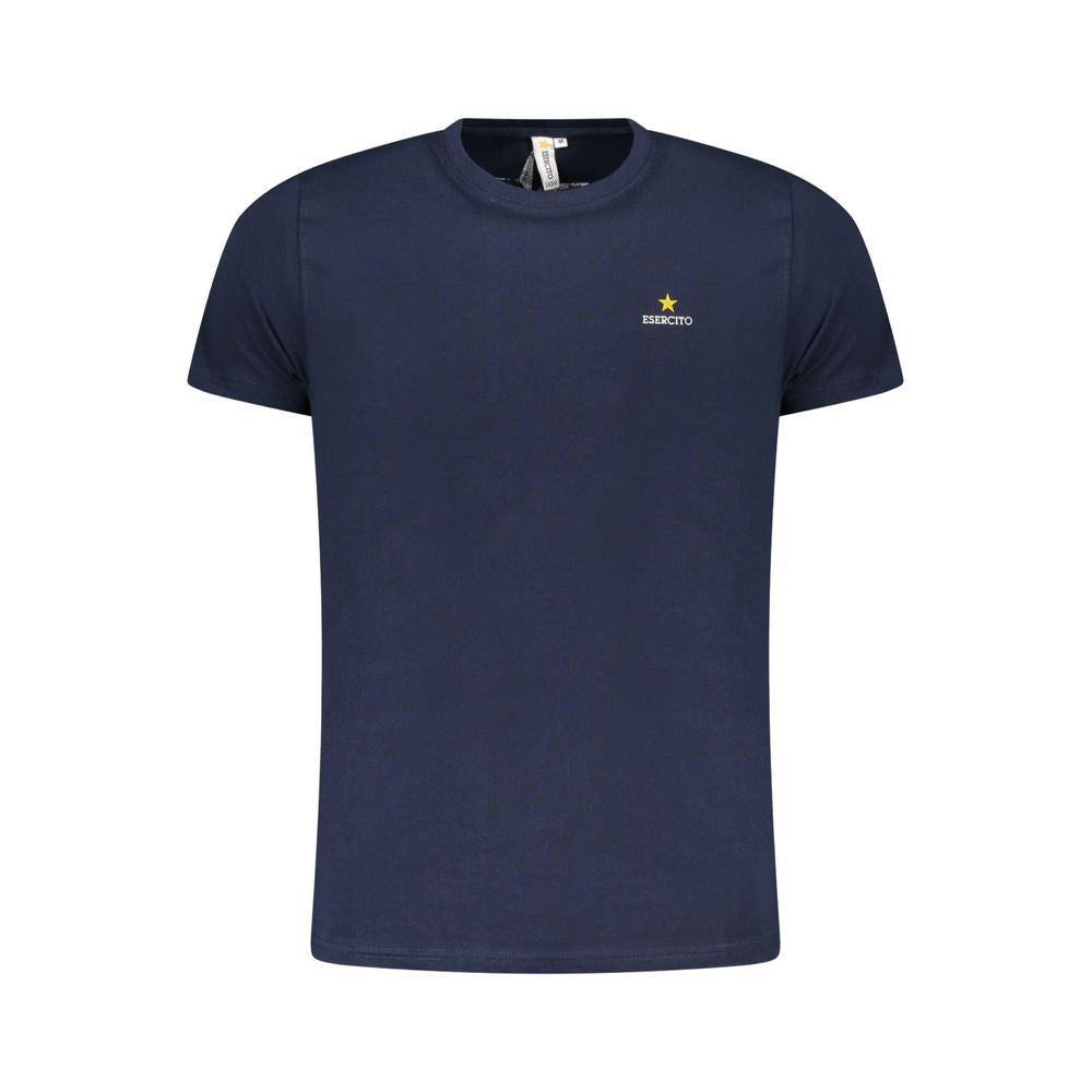 Esercito 1659 Blue Cotton T-Shirt with short sleeves and crew neck, featuring aviation print and logo.