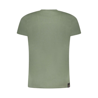 Back view of Esercito 1659 Green Cotton T-Shirt, short sleeve, crew neck, aviation style with logo print.