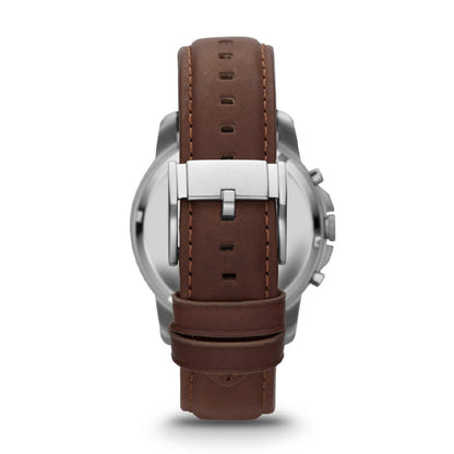 FOSSIL WATCHES Mod. FS4813 back view showcasing leather strap and stainless steel case