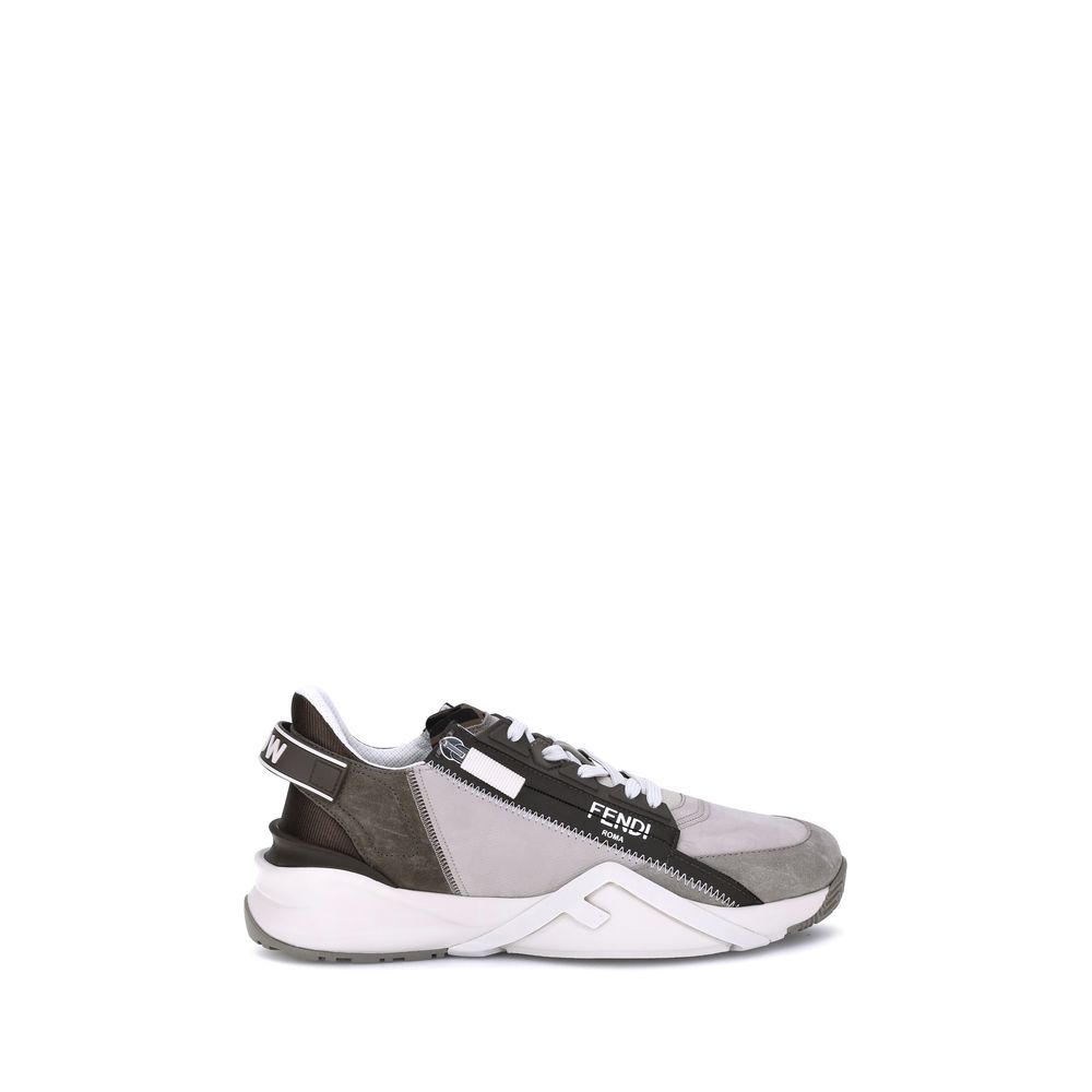 Fendi Beige Calf Leather Bos Taurus Low Top Sneakers