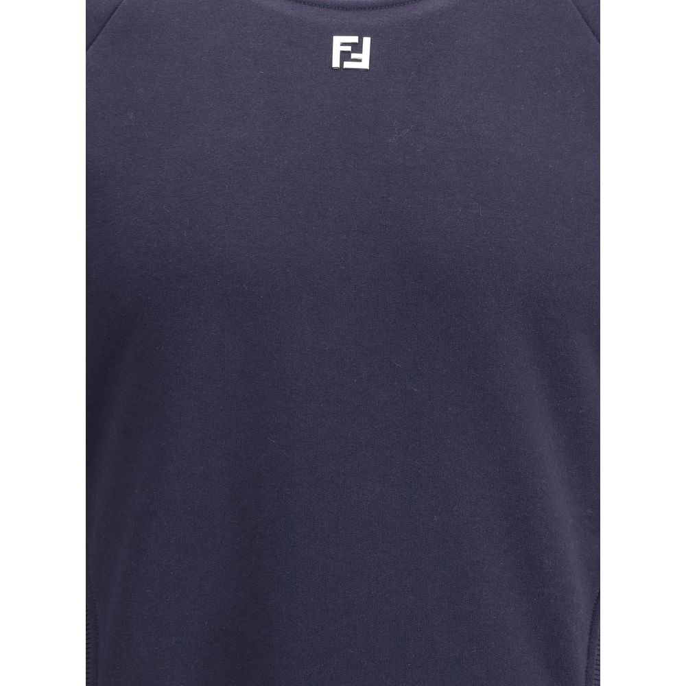 Fendi Blue Cotton Sweatshirt Fendi