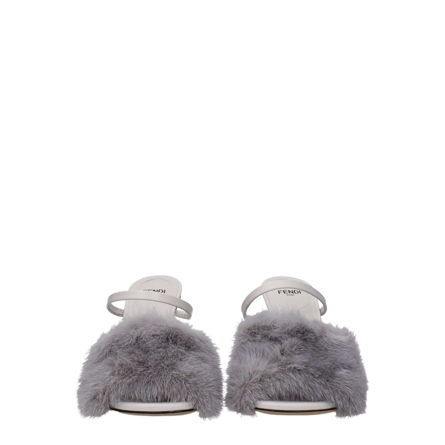 Fendi Gray Mink Slippers