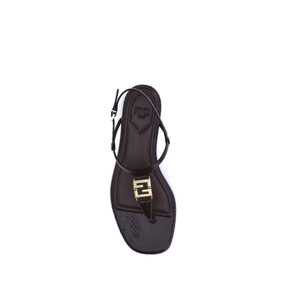 Fendi Purple Calf Leather Bos Taurus Flat Sandals