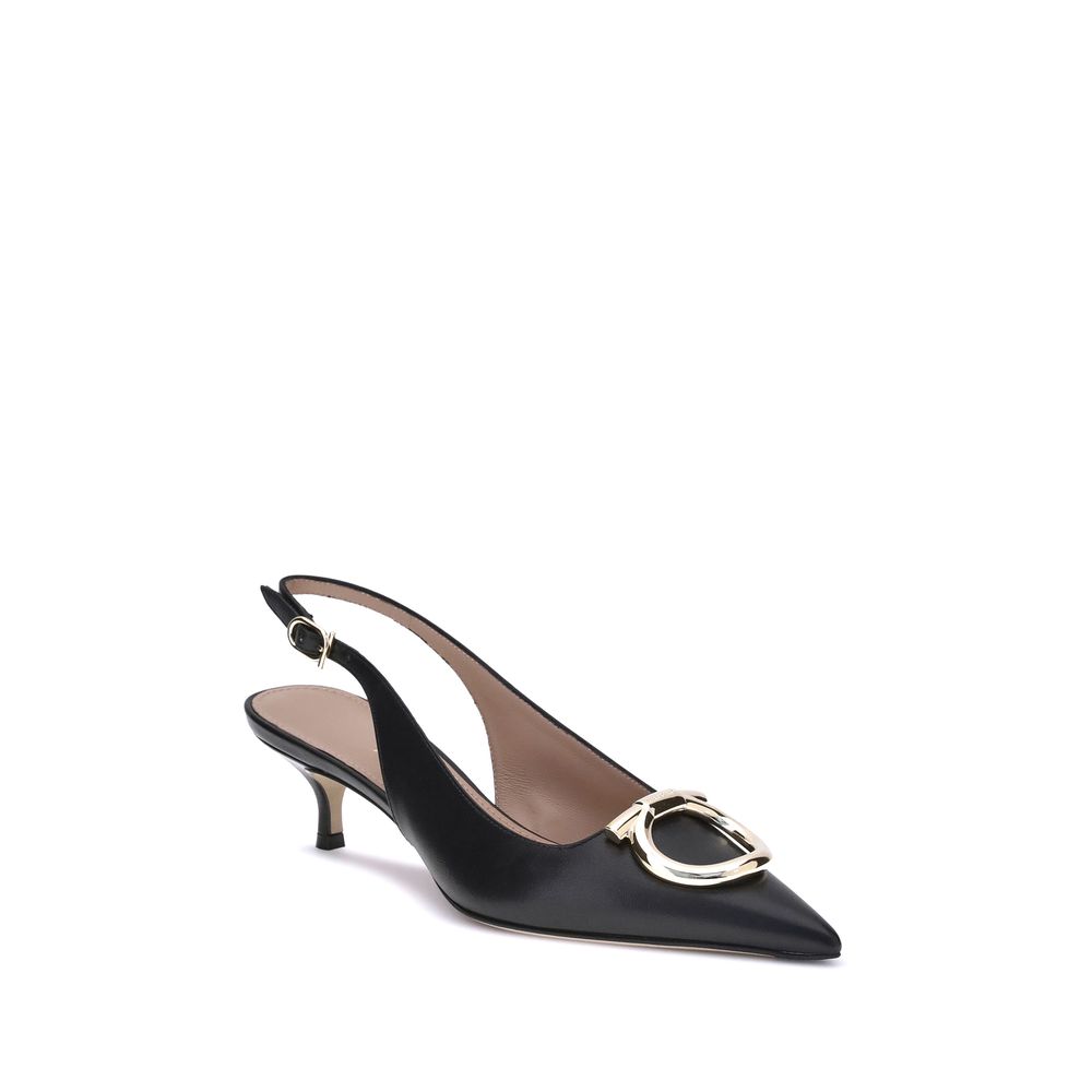 Ferragamo Black Calf Leather Bos Taurus High Heel Pumps Ferragamo
