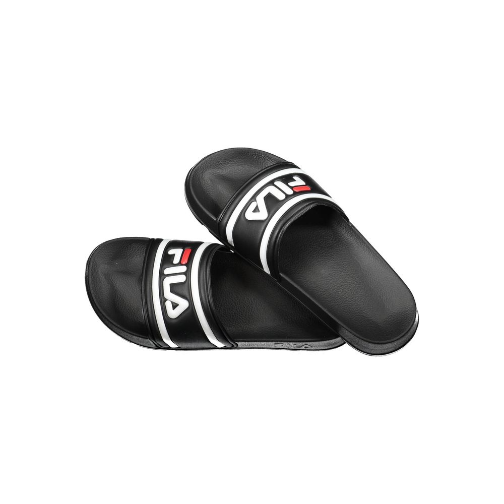 Fila Black Polyethylene Men Sandal with logo, stylish black summer footwear.