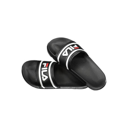 Fila Black Polyethylene Men Sandal with logo, stylish black summer footwear.