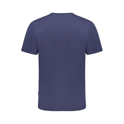 Fila Blue Cotton Men T-Shirt showcasing back view, ideal for casual wear, featuring short sleeves and a crew neck design.