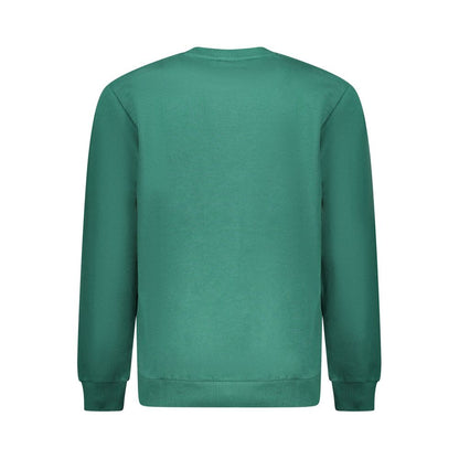 Back view of Fila Green Cotton Men Sweater showcasing its stylish crew neck design and premium fabric blend.