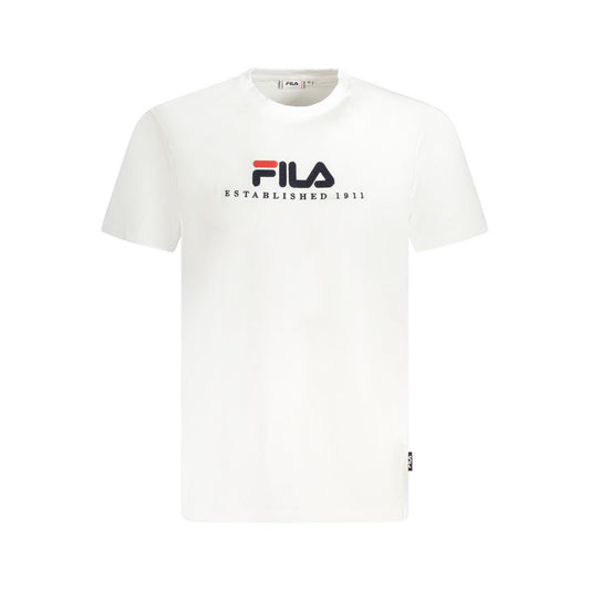Fila White Cotton Unisex T-Shirt with logo, organic material, sporty design.
