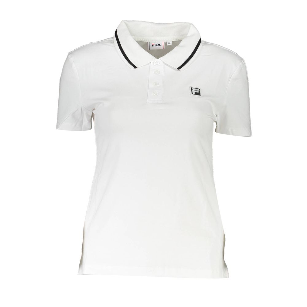 Fila White Cotton Womens Polo Shirt with contrasting details and Fila logo, sporty chic design for modern fashionistas.