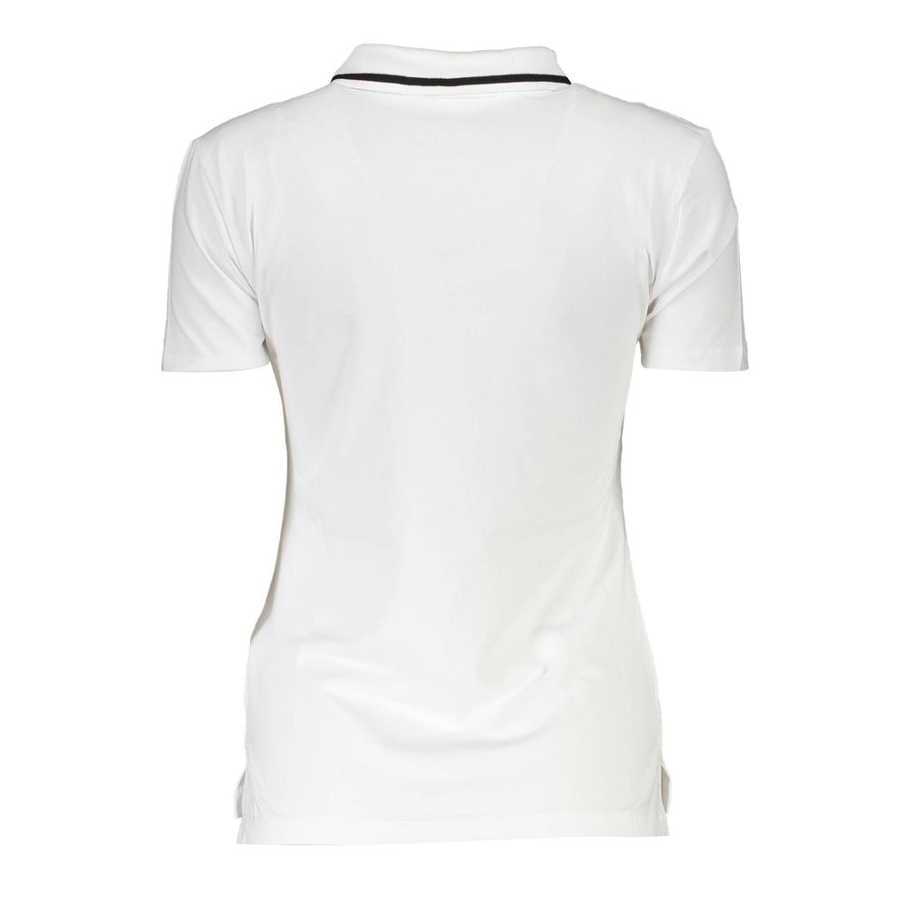 Back view of Fila White Cotton Womens Polo Shirt showcasing sporty chic design with contrasting details