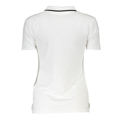 Back view of Fila White Cotton Womens Polo Shirt showcasing sporty chic design with contrasting details