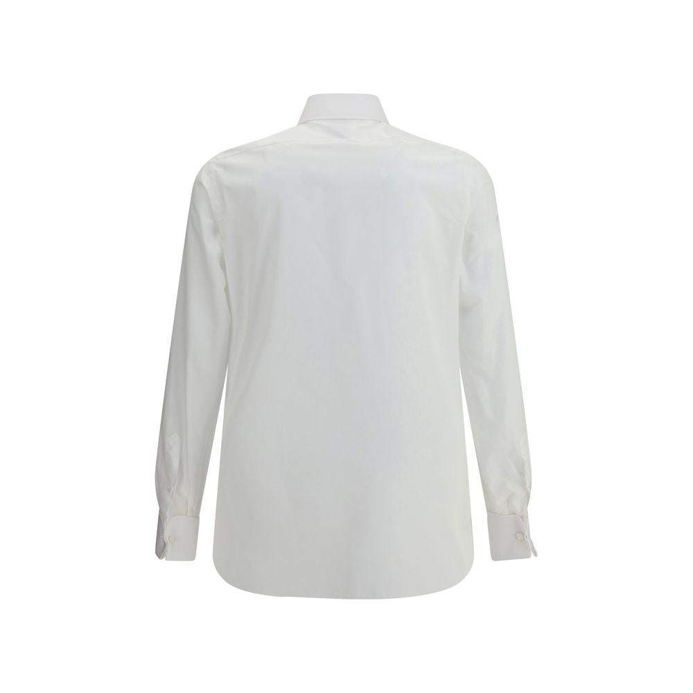 Back view of Finamore White Cotton Dress Shirt with French collar and adjustable cuffs for formal occasions.