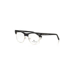 Frankie Morello Black Metallic Unisex Eyeglass Frame with acetate and metal design.