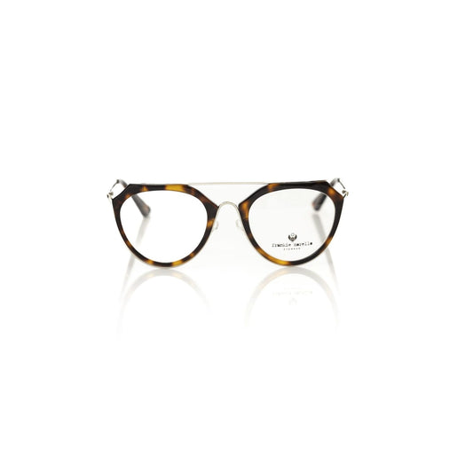Frankie Morello Brown Acetate Women's Frame with chic tartarugato aviator design, luxury acetate and metallic craftsmanship, Italian elegance.