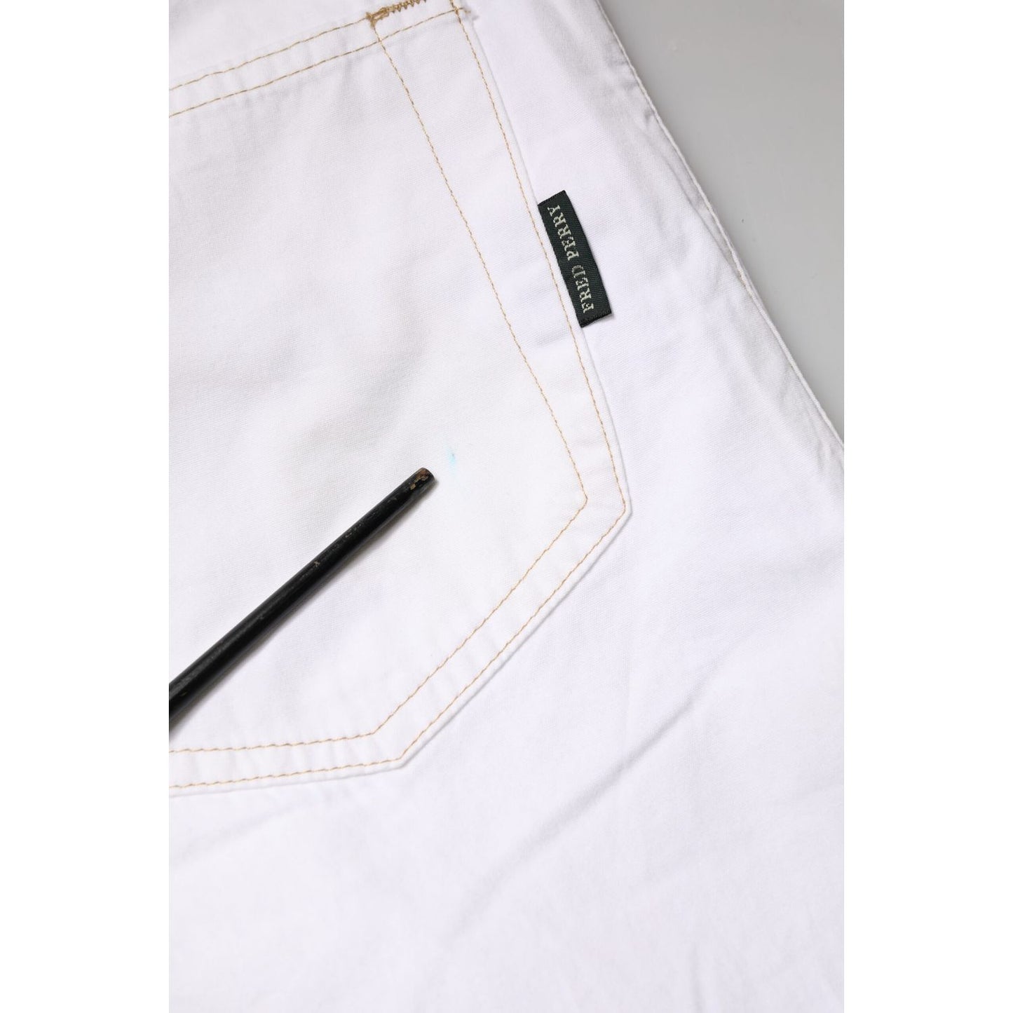 Fred Perry White Cotton Mid Waist Straight Men Denim Jeans