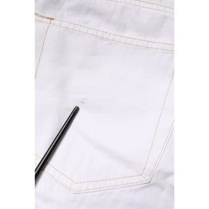 Fred Perry White Cotton Mid Waist Straight Men Denim Jeans
