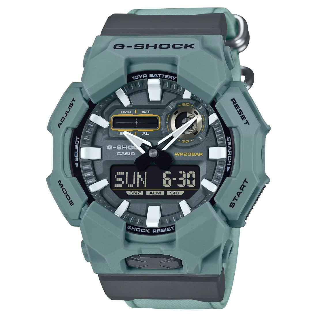 CASIO G-SHOCK Mod. NEW RUGGED BASIC Digital 10-Year Battery wristwatch with water resistance and quartz movement.