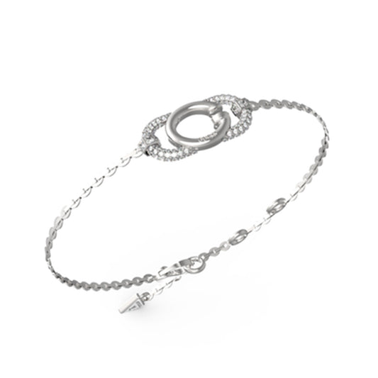 Delicate silver bracelet, GUESS JEWELS JEWELRY Mod. JUBB04510JWRHS, featuring elegant circular design and sparkling accents.