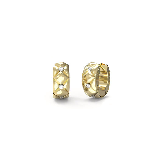 Stylish GUESS JEWELS JEWELRY Mod. JUBE04590JWYGT-U gold earrings with diamond accents.
