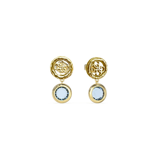 GUESS JEWELS JEWELRY Mod. JUBE05098JWYGAQT-U gold earrings with blue gemstones