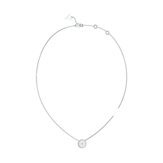 GUESS JEWELS JEWELRY Mod. JUBN04080JWRHT-U silver necklace with circular pendant.