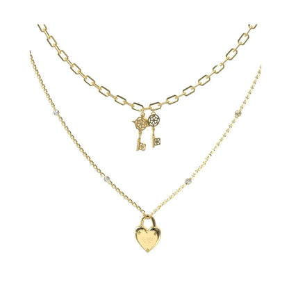 GUESS JEWELS JEWELRY Mod. JUBN04216JWYGT-U gold necklace with key and heart pendants