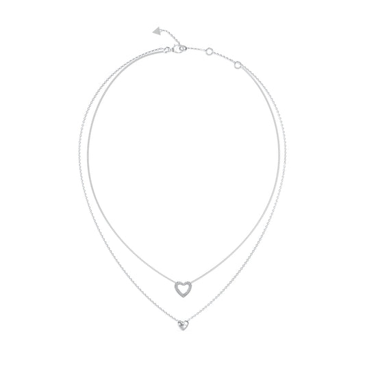GUESS JEWELS JEWELRY Mod. JUBN05026JWRHT-U elegant silver necklace with heart pendants