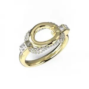 Gold ring with diamonds, GUESS JEWELS JEWELRY Mod. JUBR04513JWYG54, luxury accessory
