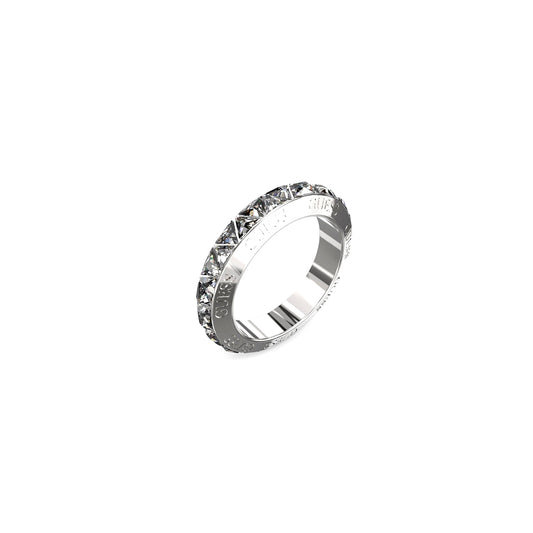 GUESS JEWELS JEWELRY Mod. JUBR04575JWRH54 silver ring with embedded stones, modern and elegant design for stylish look.