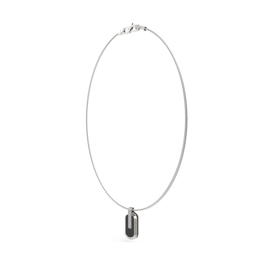 GUESS JEWELS JEWELRY Mod. JUMN04038JWSTBKT-U silver necklace with pendant on white background