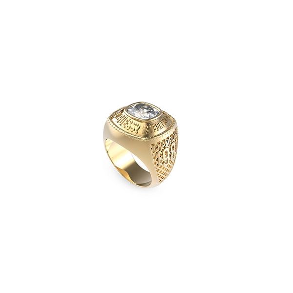 Gold ring with cubic zirconia stone from GUESS JEWELS JEWELRY Mod. JUMR01375JWYG64 collection