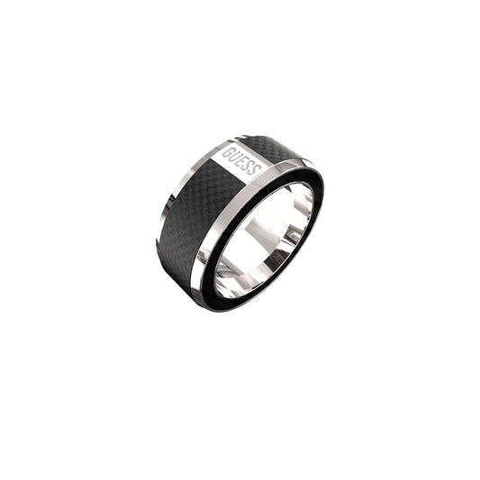 GUESS JEWELS JEWELRY Mod. JUMR04048JWSTBK64 black and silver ring
