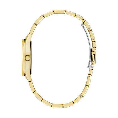 GUESS Mod. CHARLOTTE side view gold wristwatch, 3 ATM water resistant, 30 mm case, SS IP gold, quartz movement, official packaging