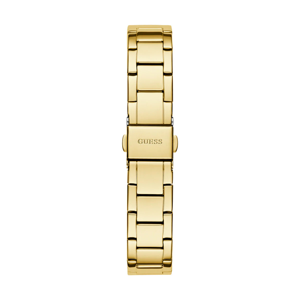 Alt Tag: GUESS Mod. CHARLOTTE gold stainless steel wristwatch with 3 ATM water resistance and quartz movement.