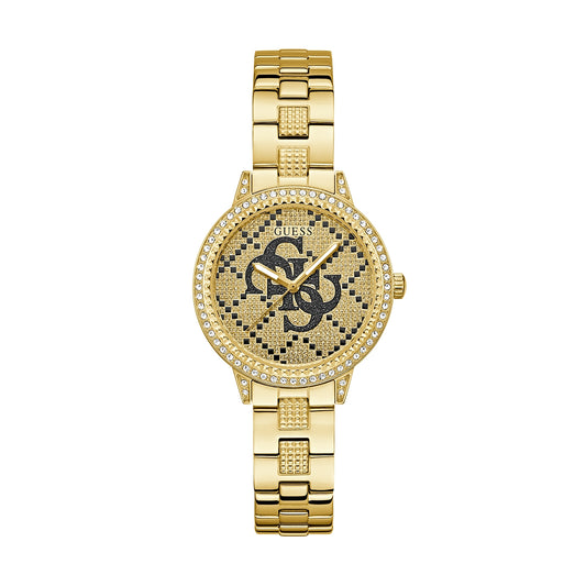 GUESS Mod. G LACE gold-tone watch with decorative dial and link bracelet