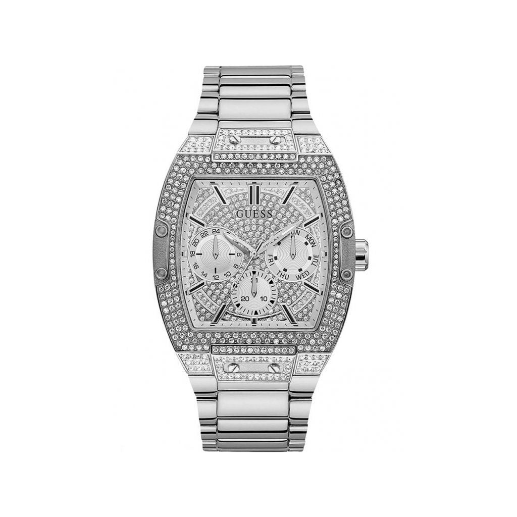 GUESS Mod. GW0094G1 quartz analog watch, silver 925°, water-resistant 5 ATM, gent's accessory with mineral dial, 43 mm case.
