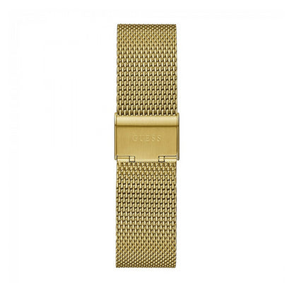 Gold mesh strap of GUESS Mod. GW0214G2 watch with quartz movement and 5 ATM water resistance, designed for gents.