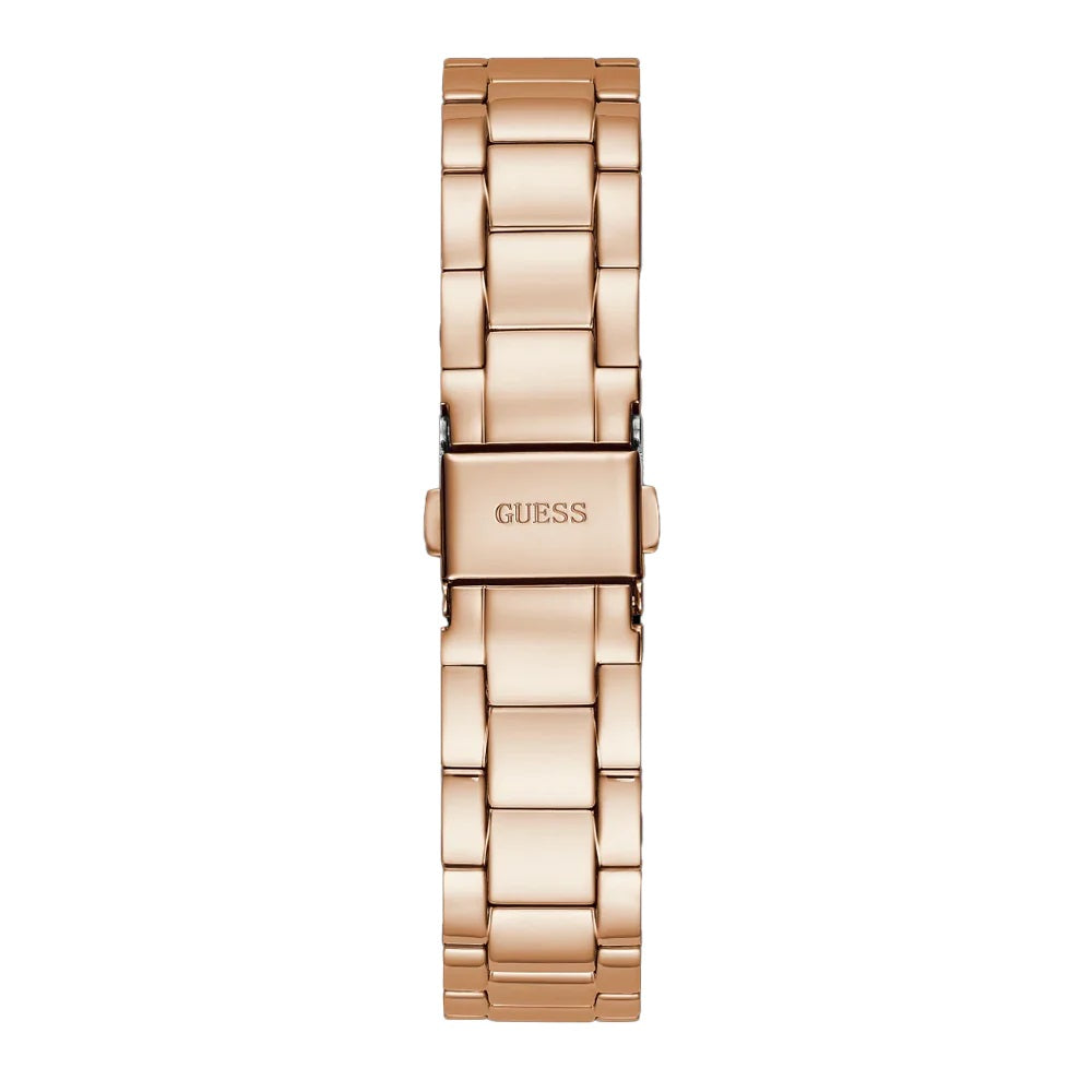 GUESS Mod. GW0307L3 rose gold bracelet with quartz movement, 3 ATM water resistance, and official packaging.