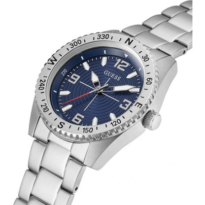 GUESS Mod. GW0327G1 gent watch with quartz analog movement, silver 925° material, and 5 ATM water resistance.