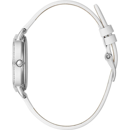 Side view of GUESS Mod. GW0099L1 quartz analog necklace with silver 925°, showcasing the mineral dial and 30 mm case.